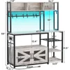 Itaar 47.2 Inch Bakers Rack with Power Outlet, Microwave Stand with Storage, Farmhouse Coffee Bar Cabinet Station with Wine Rack 2