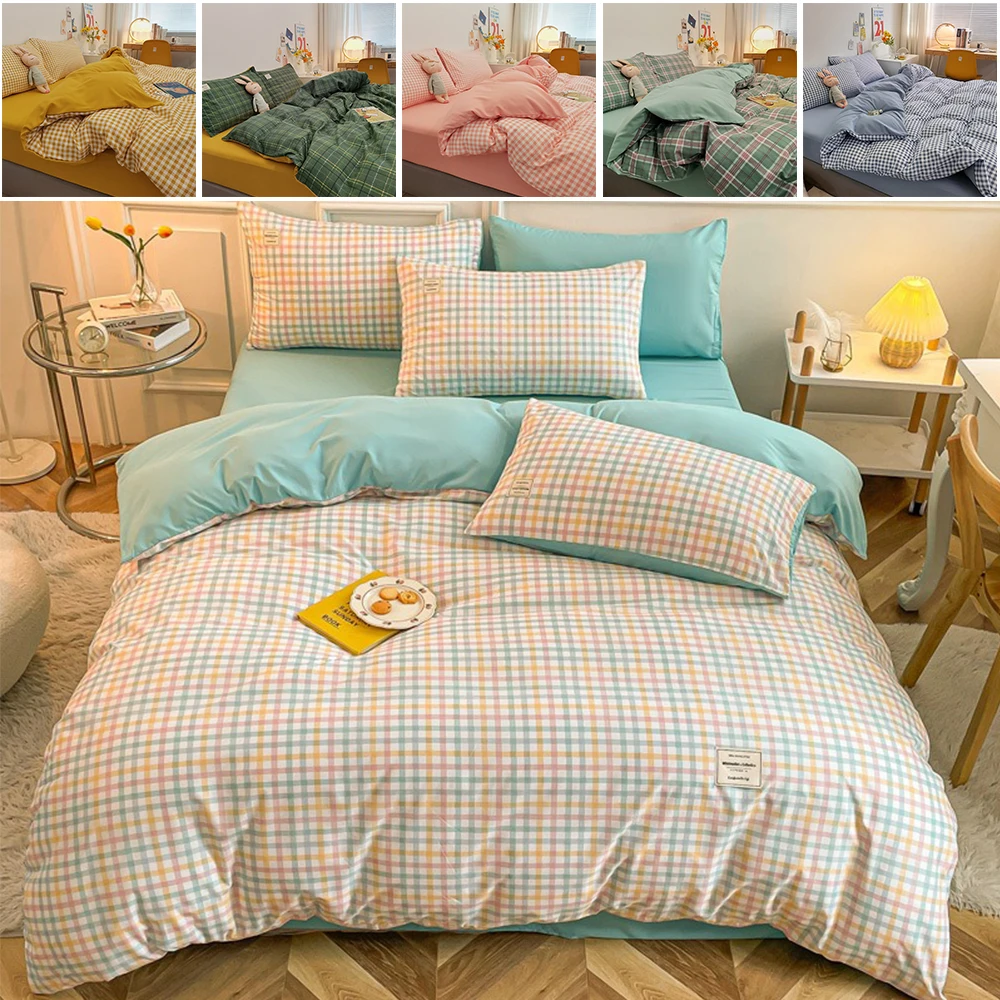 WashedCottonFourPieceSetSolidColorPureCottonBedSheetAll