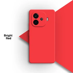 Vibrant Candy Color Soft Silicone Phone Case - Durable Liquid Silicone Back Cover for IQOO Z9X (Bright Red)
