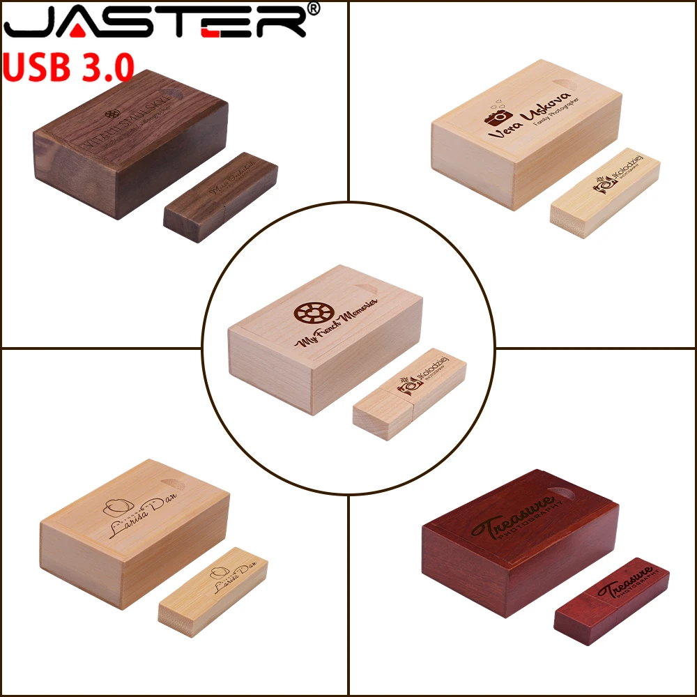 JASTER USB FLASH DRIVE Wooden Custom Logo, USB 3.0 128GB 64GB 32GB Wedding Gift - Image 5