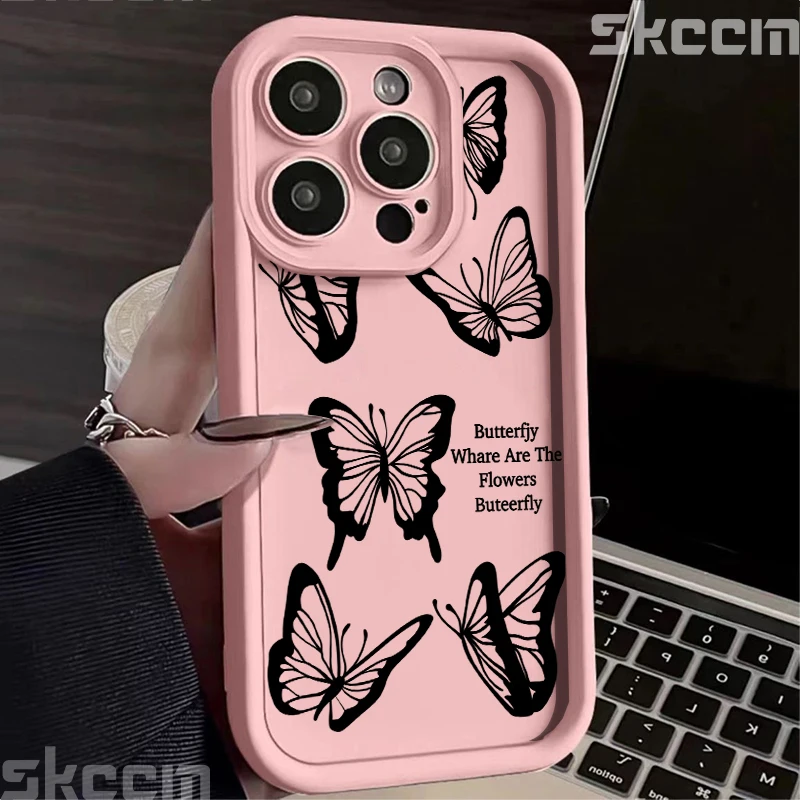 Elegant Black Butterfly Soft Silicone Shockproof Phone Case - Premium Design Cover