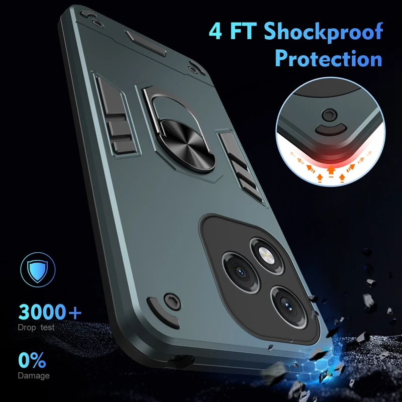 Armor Shockproof Case with Lens Protection and Finger Ring Holder - Magnetic Cover for Honor 400 Series Phones