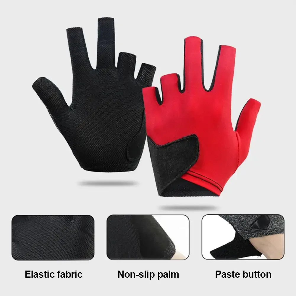 Billiards Glove Anti-slip Sweat-absorbing Breathable Men Women Left Hand Snooker Cue Sport 5-Finger Glove Billiards Accessory 1Pc