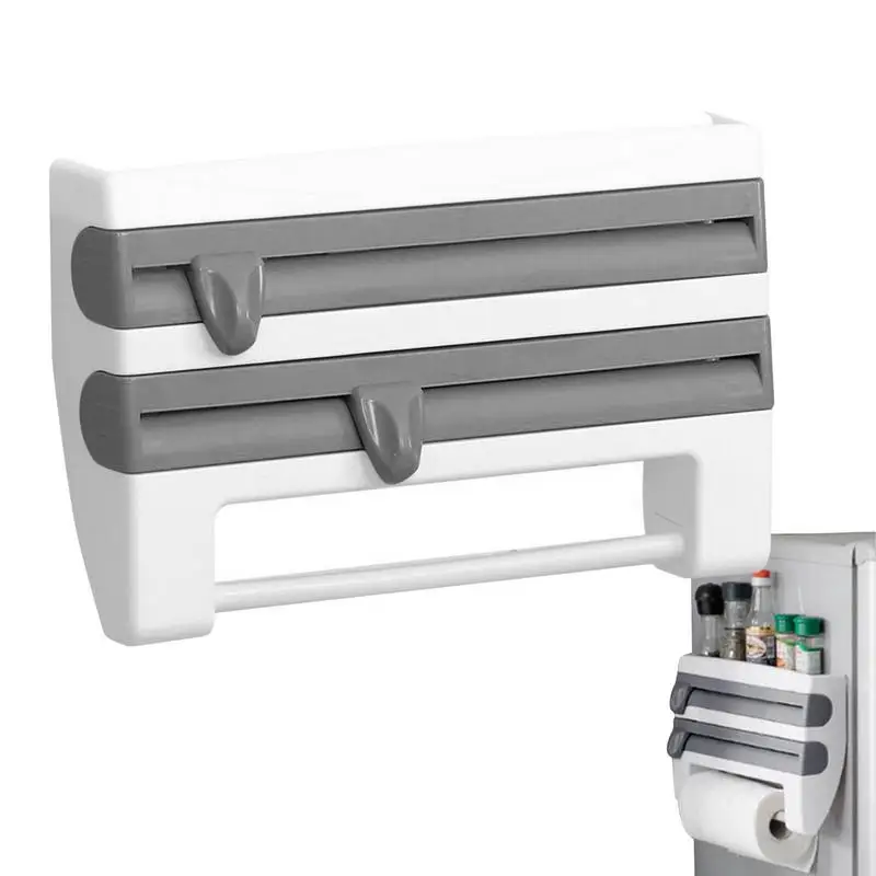 

Wrap Dispenser Fixing Foil Cling Film Wrap Dispenser Food Wrap Dispenser 3-in-1 Wall-Mount Aluminum Foil Dispenser For Kitchen