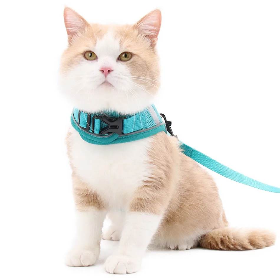 Cat Dog Harness Leash Pet Harness Collars Breathable Adjustable Chest