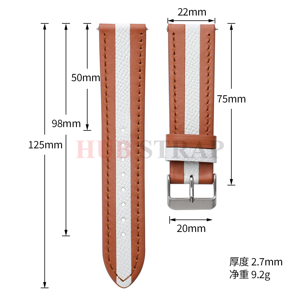 Premium Cowhide Leather Watch Strap - Elegant Black, Brown, or White Bands