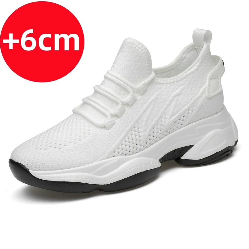 Summer Men's Sneakers Elevator Shoes Height Increasing Insoles 6CM Hidden Heels Sports Inner Heightening mens shoes
