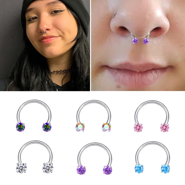 VOJO G23 Titanium Septum Ring - 16G 10mm/8mm Teardrop Clicker For Daith, Helix, Nose, Tragus Piercings