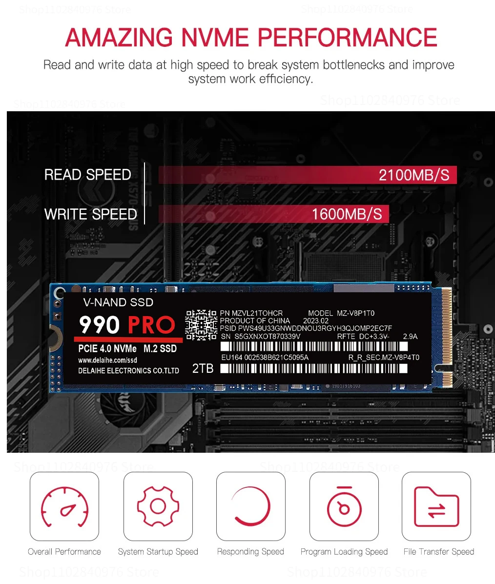 990PRO 4TB Hard Drive Disk NVME Ｍ2 SSD 1TB High-speed NMVE M2 SSD Drive PCIE 4.0 Solid State Drive Internal Hard HDD for Laptop