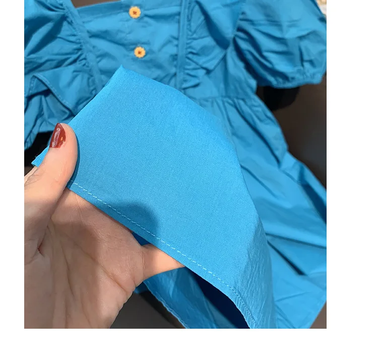 Kinder kleid 2024 neue Mädchen Sommer mode Blase Ärmel Bogen einz eilig Kragen Kleid Säugling Prinzessin Kleid 0-6 Jahre alt – Detail 32