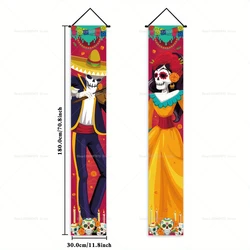 Halloween Dia De Los Muertos Decorative Porch Banners - Day of the Dead Hanging Decor for Indoor and Outdoor Walls (Style 2)