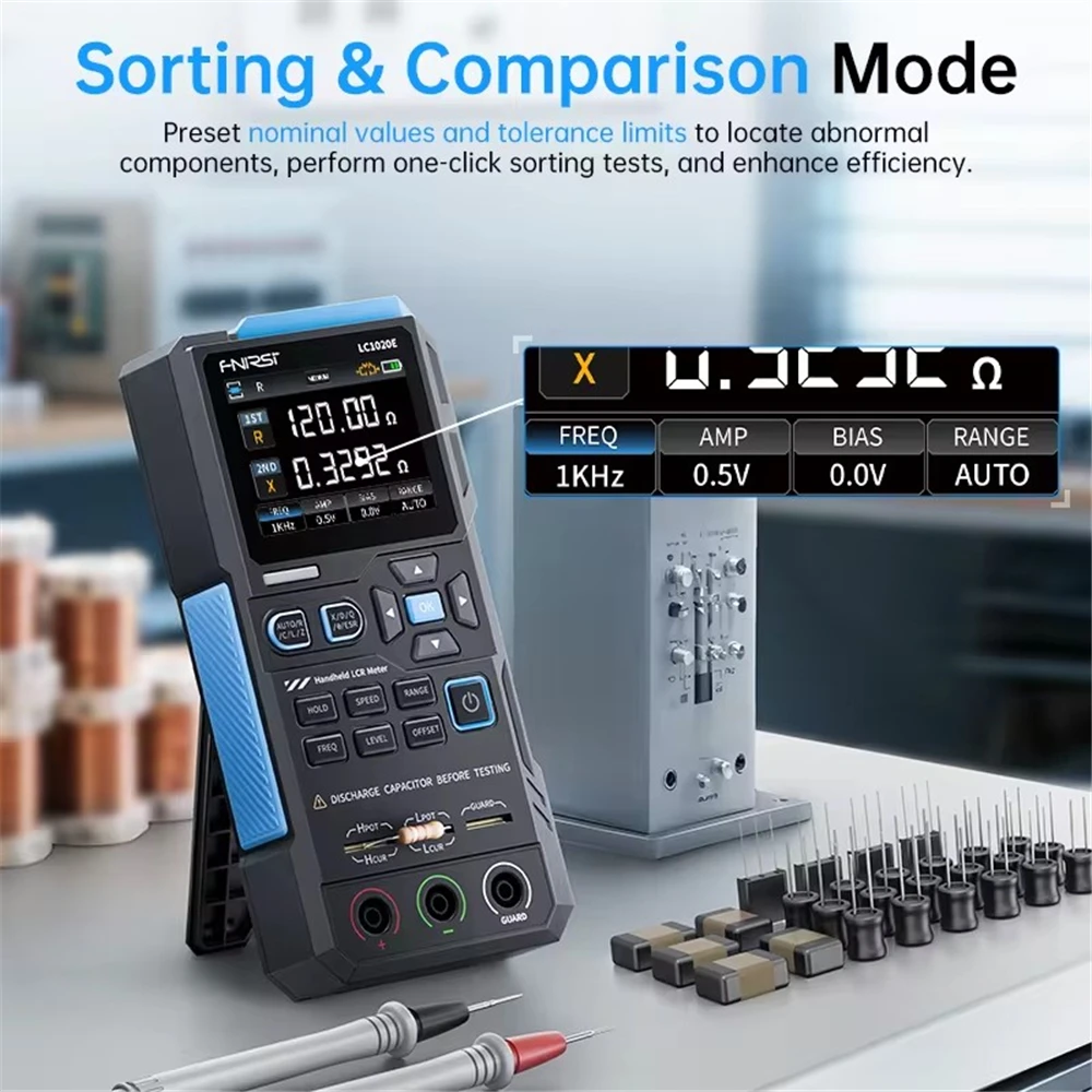FNIRSI LC1020E High Precision Digital Bridge LCR ESR Tester Resistance Capacitance Inductance Electronic Component Measurement