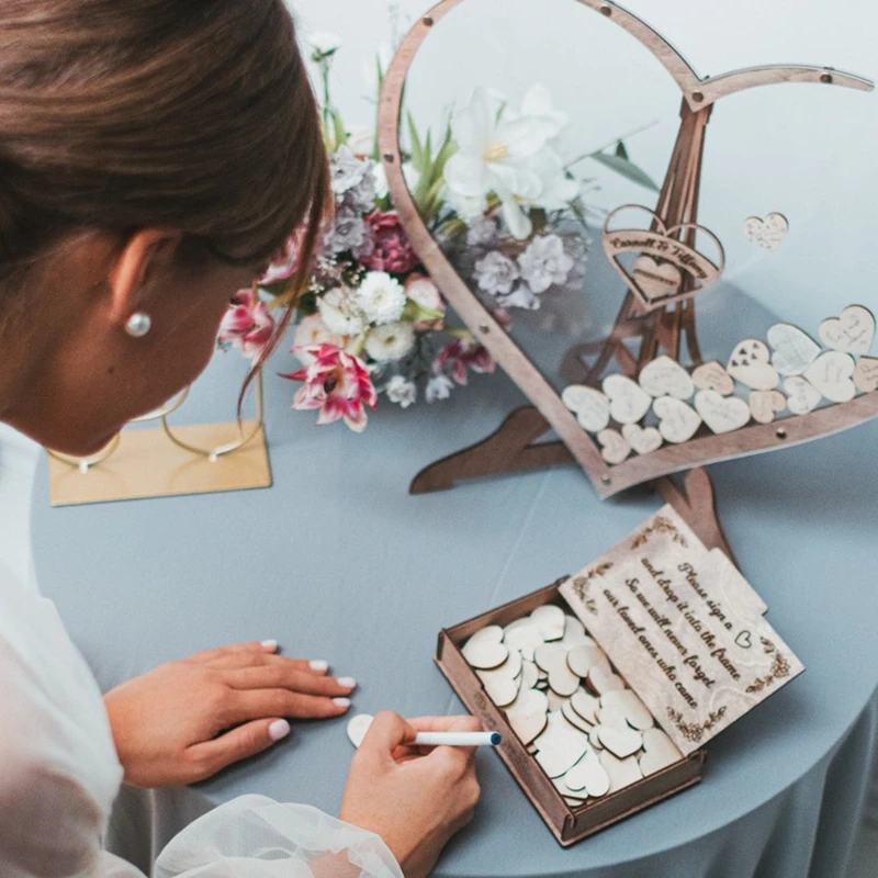 Heart Shape Transparent Wedding Guest Book Decoration Rustic Sweet Heart Drop Box Wedding Drop Box Guestbook