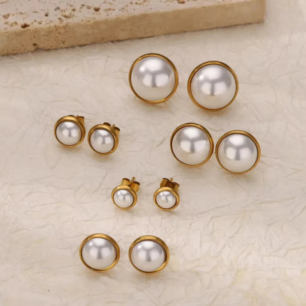 Imitation Pearl Round Earrings for Women