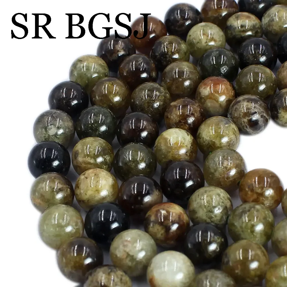 

6 8 10mm AAA Natural Stone Beads Faceted Green Garnet Round Loose Spacer Bead For Jewelry Making DIY Design 15"