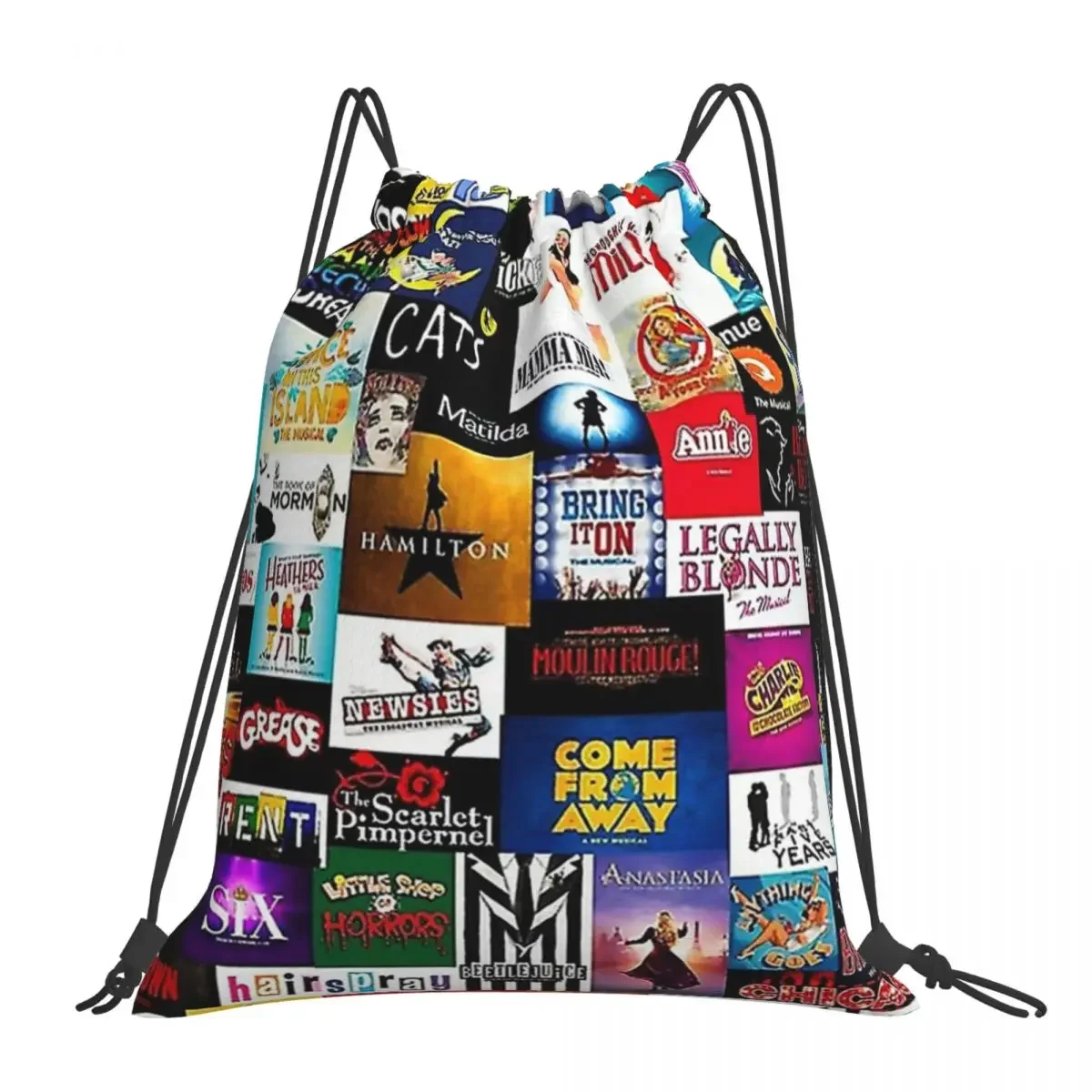 

Broadway Show Logo Collage Backpacks Portable Drawstring Bags Drawstring Bundle Pocket Storage Bag Book Bags For Man Woman