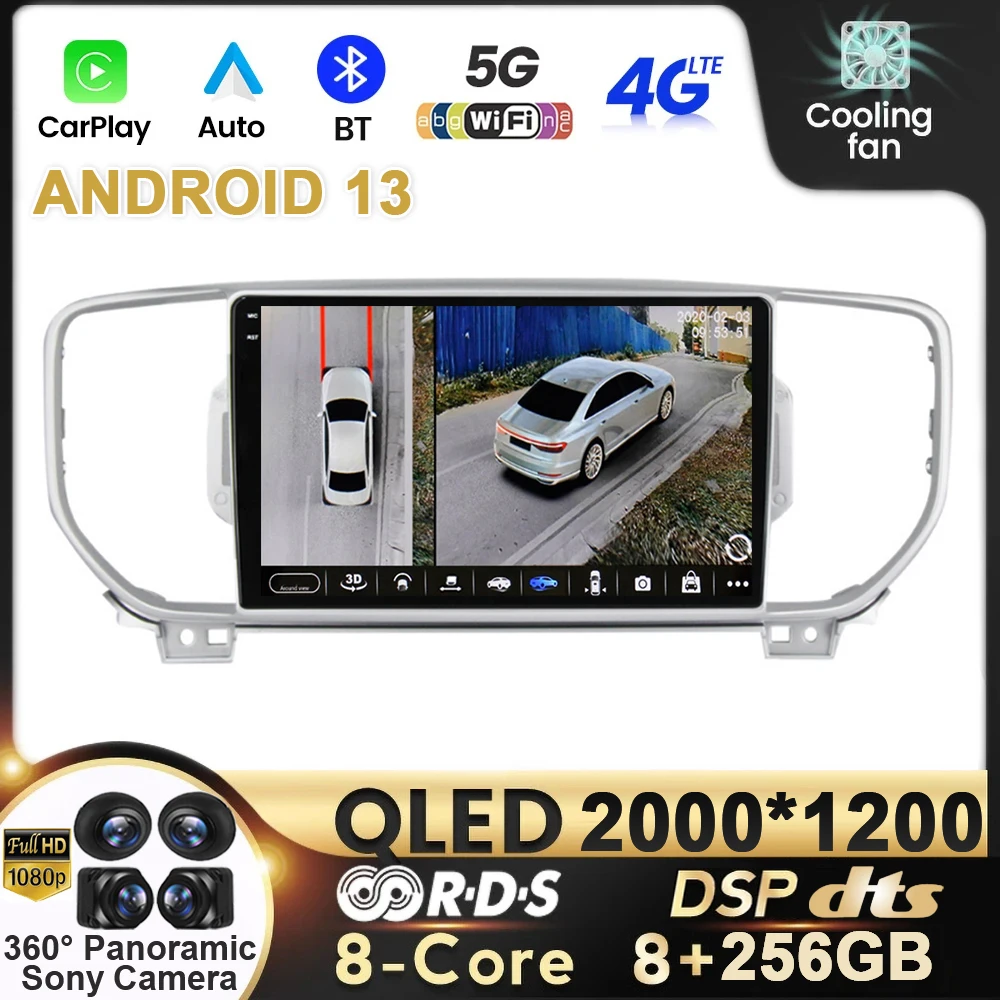 

Android 13 Car Raido QLED For KIA Sportage 4 2016 2017 2018 2019 KX5 kx5 Navigatio Carplay Multimedia player GPS WIFI 4G DSP BT