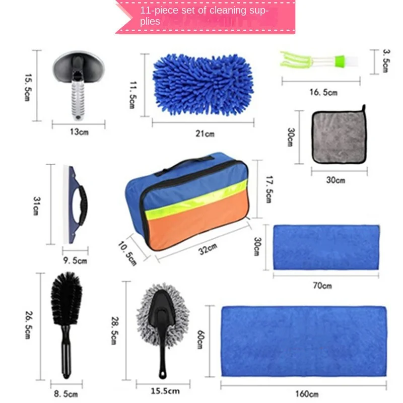 

Car Cleaning Tool Kit 11 Pcs Car Detailing Washing Set Car Window Squeegee Wash Mitt Sponge Microfiber Towels Clean Tool