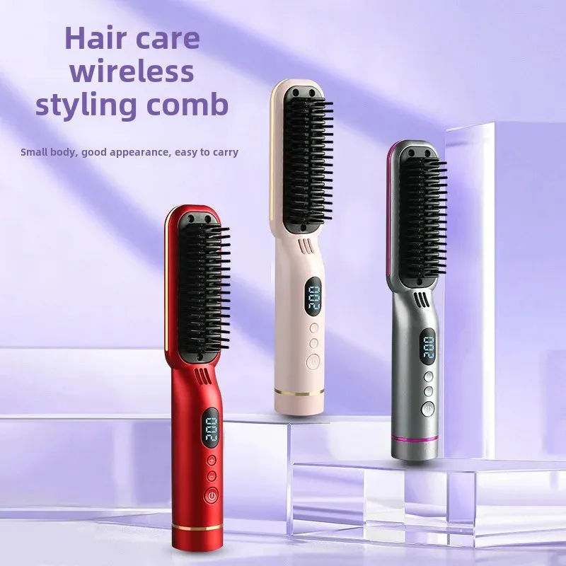 Portable Electrostatic Hair Comb Negative Ion Straightening Brush LCD Display High Quality Hair Clamp Straightening Comb