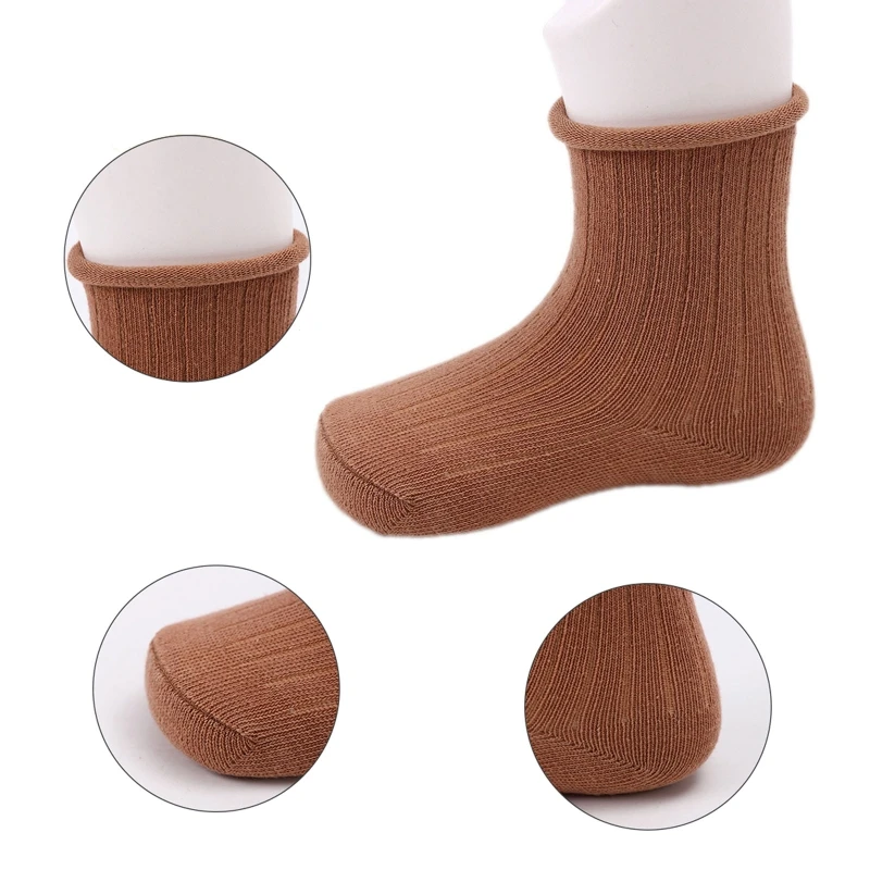 

5pairs/Lot 0-11 Y Elastic Kids Cotton Socks Breathable Cotton Baby Short Socks Solid Color Baby Ribbed Socks