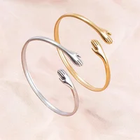Romantic Hug Hands Embrace Adjustable Open Bracelet Love Hand Cuff Thin Bangle for Women Men Couple Jewelry Chic Wedding Gifts 1