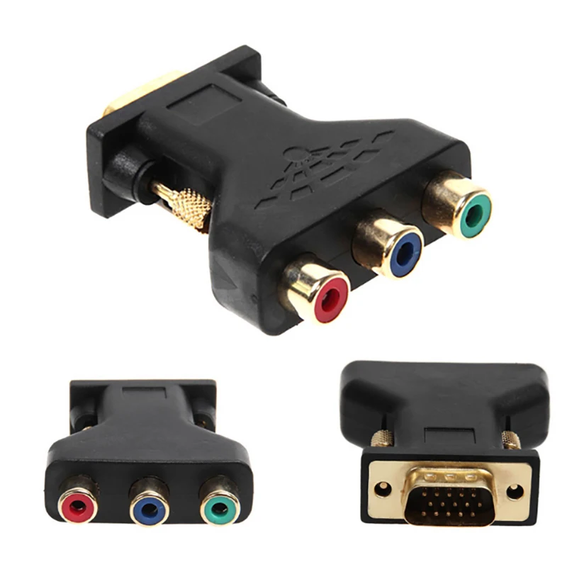 15-Pin VGA Male To 3 RCA Female Adapter Cable - Convert VGA To Composite Video & Audio