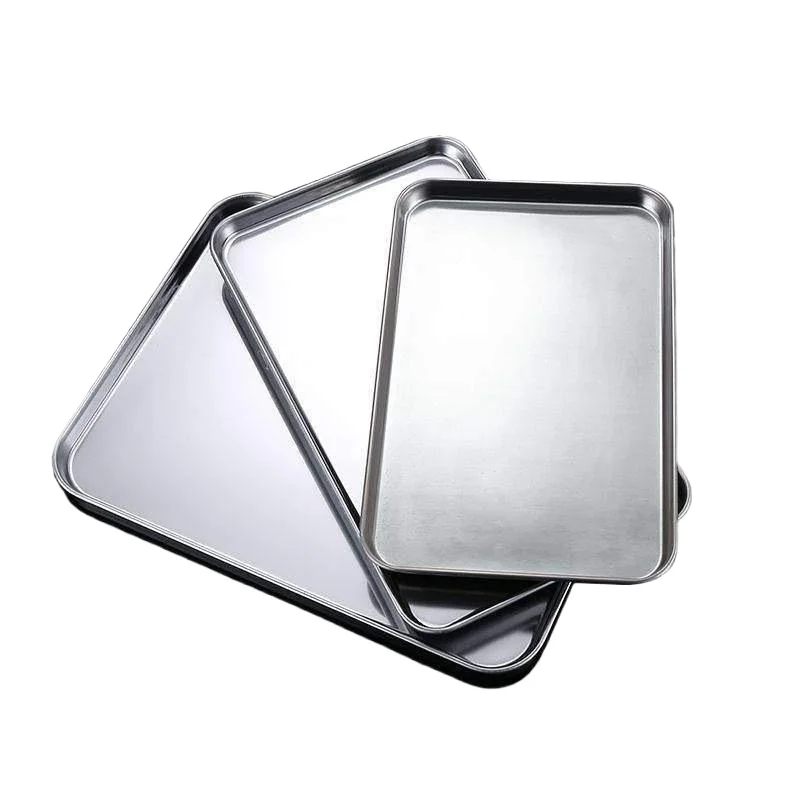 Rectangle Stainless Steel Tray Buffet Presentation Tray Metal Food Serving Plate Rice Noodle Pan Home Dishes Storage Organizer