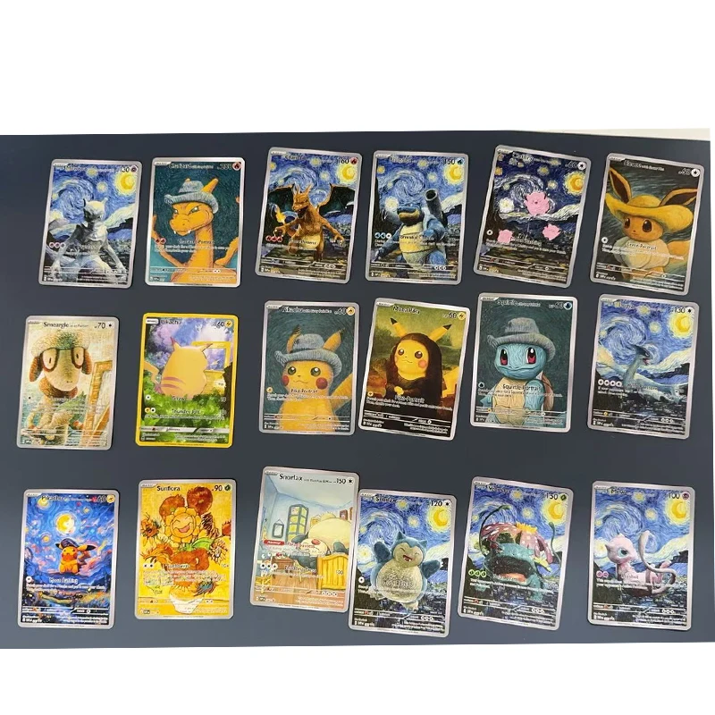 18 Pçs/set Diy Pokémon Pocket Van GoghSelf Control Coletar Assinatura Trading Cartão Flash Anime Presente Dos Desenhos Animados