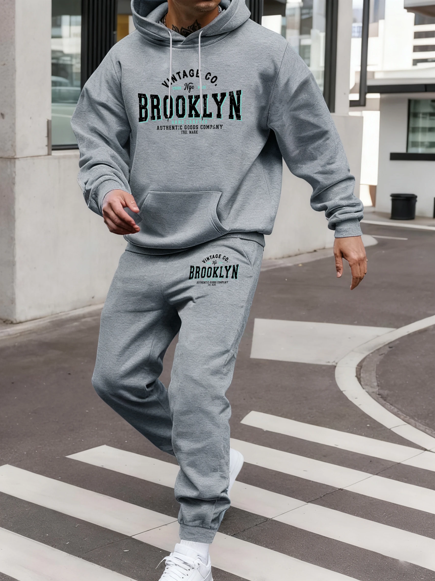 Tuta Uomo Completa Sportiva Invernale Tuta da Ginnastica 2 Pezzi Felpa con Cappuccio e Pantaloni Tasche Hip Hop Tute Complete Invernali Fitness Completo Palestra Taglie Forti Homewear Autunno Inverno