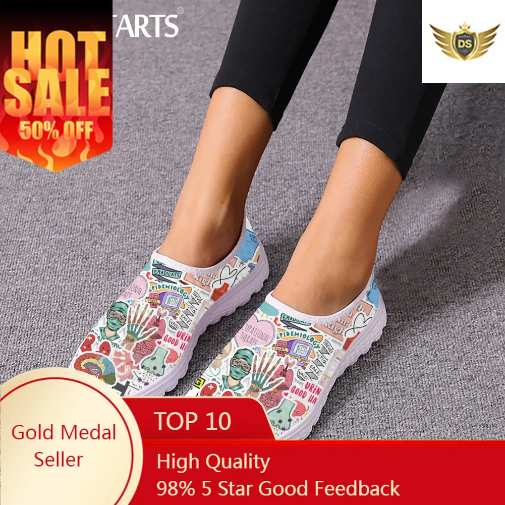 Women Nurse Shoes Lightweight Slip-on Flat Shoes Medical Instruments Design Ladies Mesh Sneakers Nurse Loafers 2020 sock sneakers flat shoes women shoes slip on platform sneakers women casual black rivet breathable mesh sock sneakers women