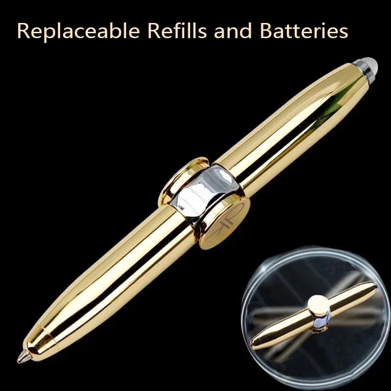 Multi-Function LED Gyro Pens for Writing Metal Stress Relief Ballpoint Gel Pen Spinning Office School Supplies Stationery multifunction pen
