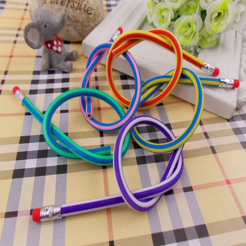 

5Pcs Colorful Magic Bendy Flexible Soft Pencil With Eraser Stationery Kids Student Colored School Office Supply Creative Novelty