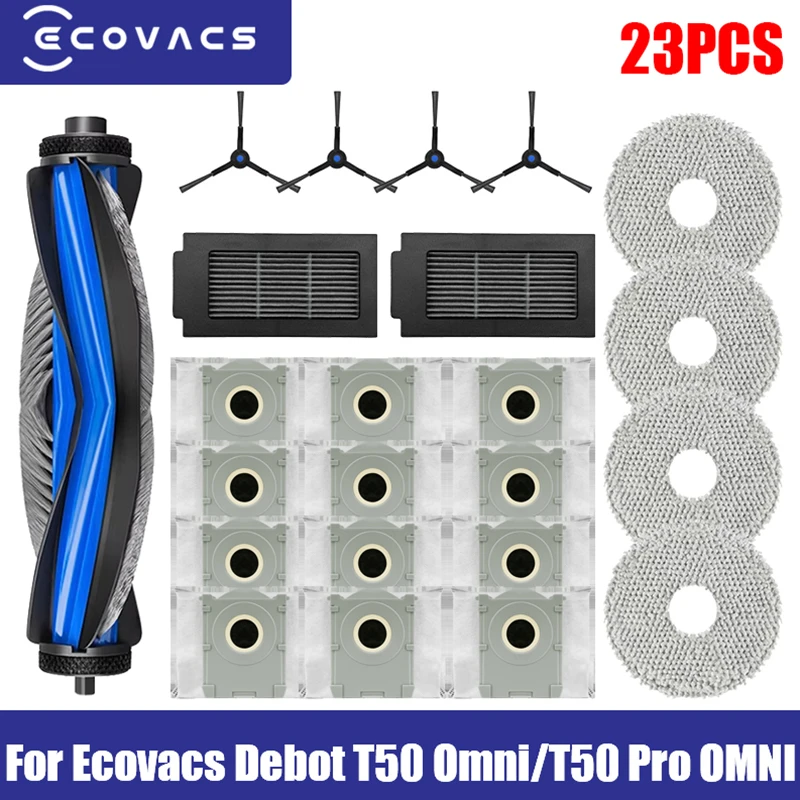 For Ecovacs Deebot T50 PRO Robot Vacuum Cleaner Robot Main Side Brush HEPA Filters Mop Cloth Dust Bags 1