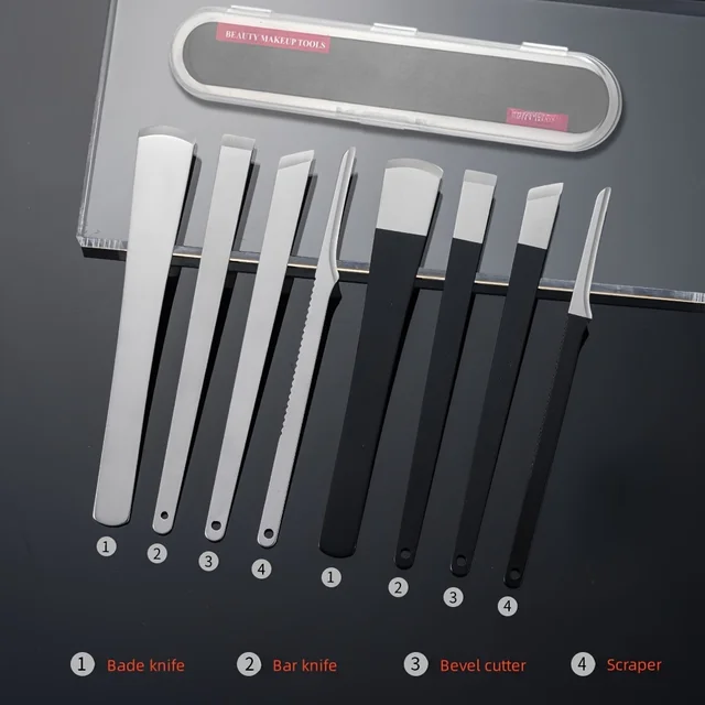 Set di coltelli per pedicure da 4 pezzi, kit per la rimozione dell'unghia del piede incarnita, strumenti per rasoio per calli per pedicure, raschietto per piedi professionale per la cura del piede 5