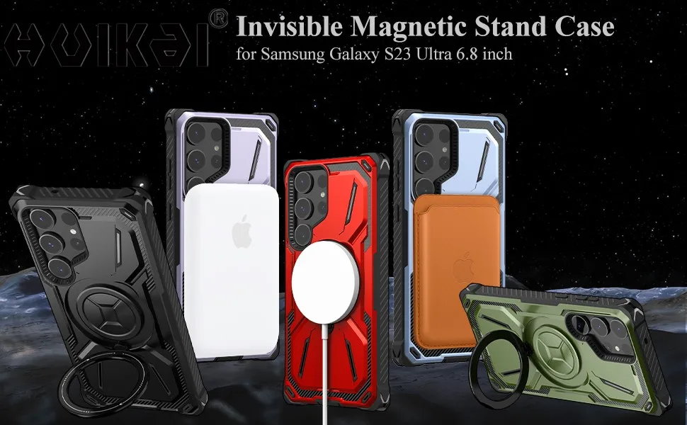 Case for Samsung Galaxy S25 Ultra S24 Ultra S23 Magnetic Mag-Safe Heavy Duty Shock Absorption Body Protective Rotatable Kickstan