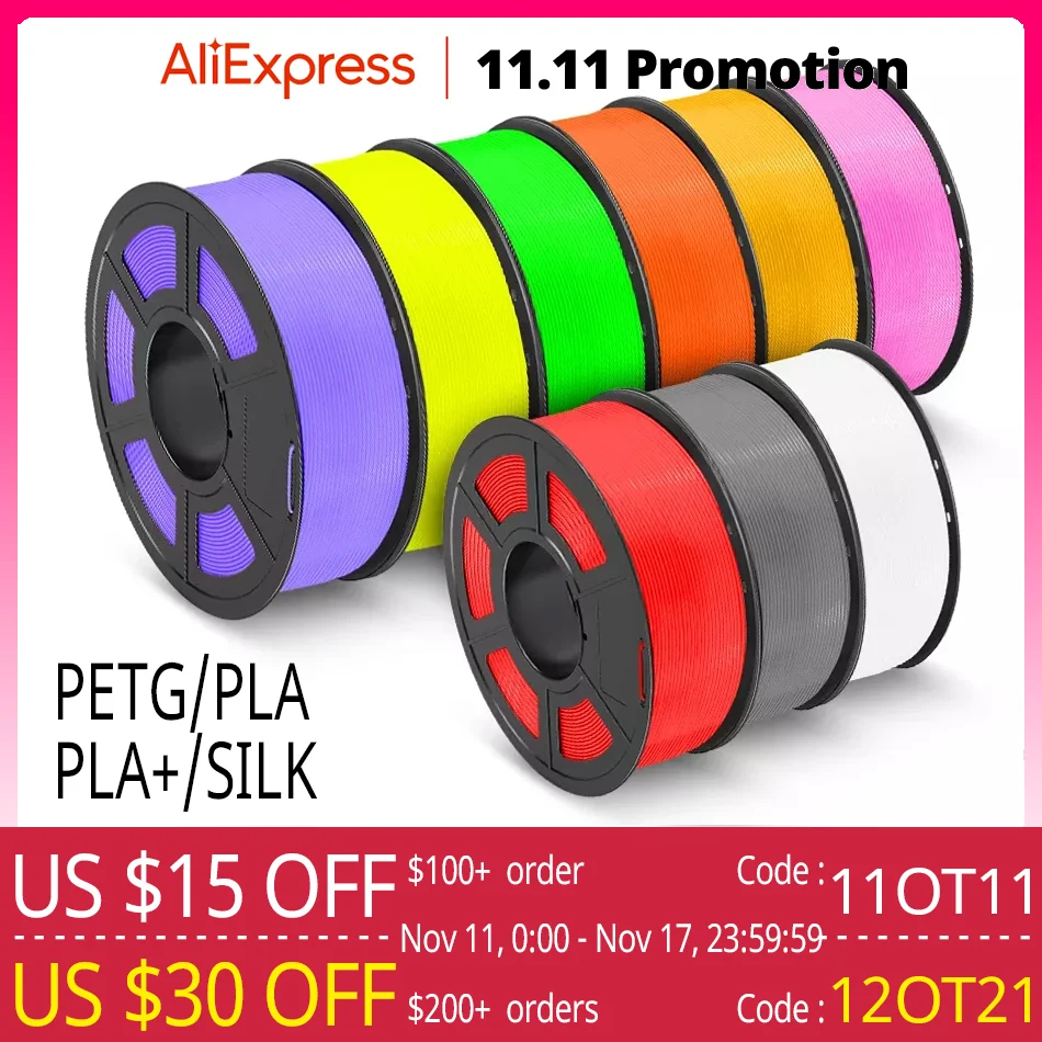 SUNLU PLA 3D Filament 1KG 1.75MM PLAPLUS PETG SILK Arranged Neatly No Knots Odorless Non-Toxic Eco-Friendly Easy Printing 3d printer filaments