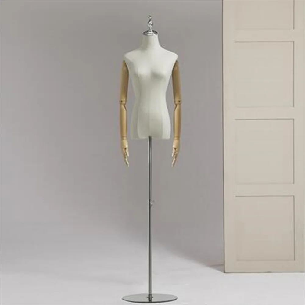 Burlap Female Mannequin with Adjustable Stand