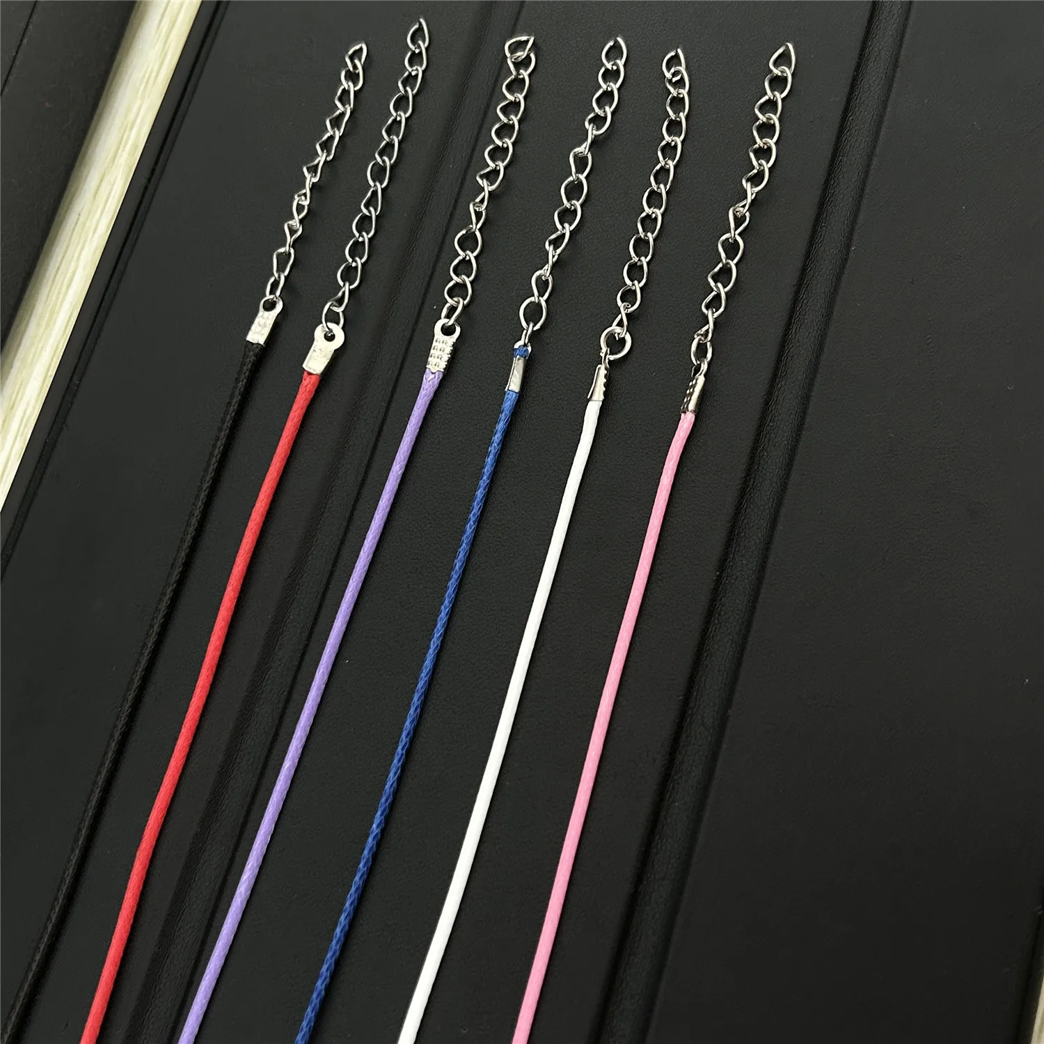 50PCS 50CM 목걸이 문자열 블랙 블루 퍼플 핑크 가죽 로프 코드 목걸이 결과 만들기 DIY 쥬얼리 액세서리