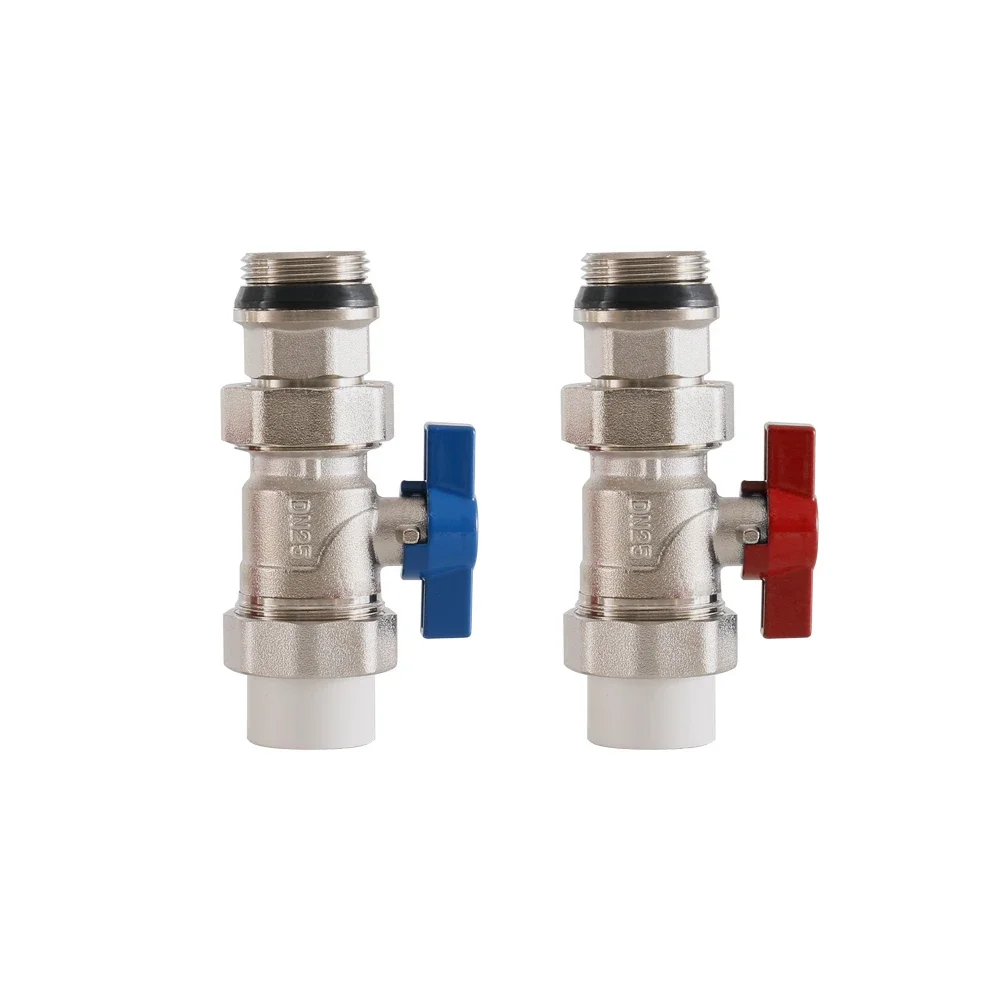 Floor Heating Manifold Valve Silver Electroplating Straight Ball Valve PPR25 One Inch Hot Melt Joint Inner And Outer Wire