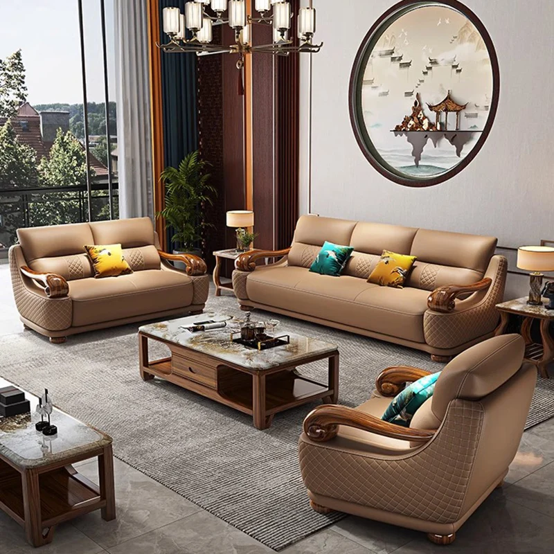

Wooden Designer Living Room Sofas Luxury Minimalist Cinema Ergonomic Sofas Banquet Unique Handrail Canape Salon Home Furniture