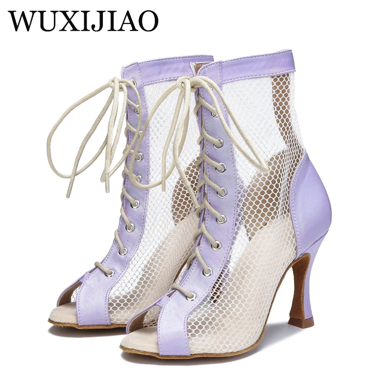 WUXIJIAO New Purple Summer Women's Soft Sole Dance Shoes Jazz Latin Dance Shoes Party Boots