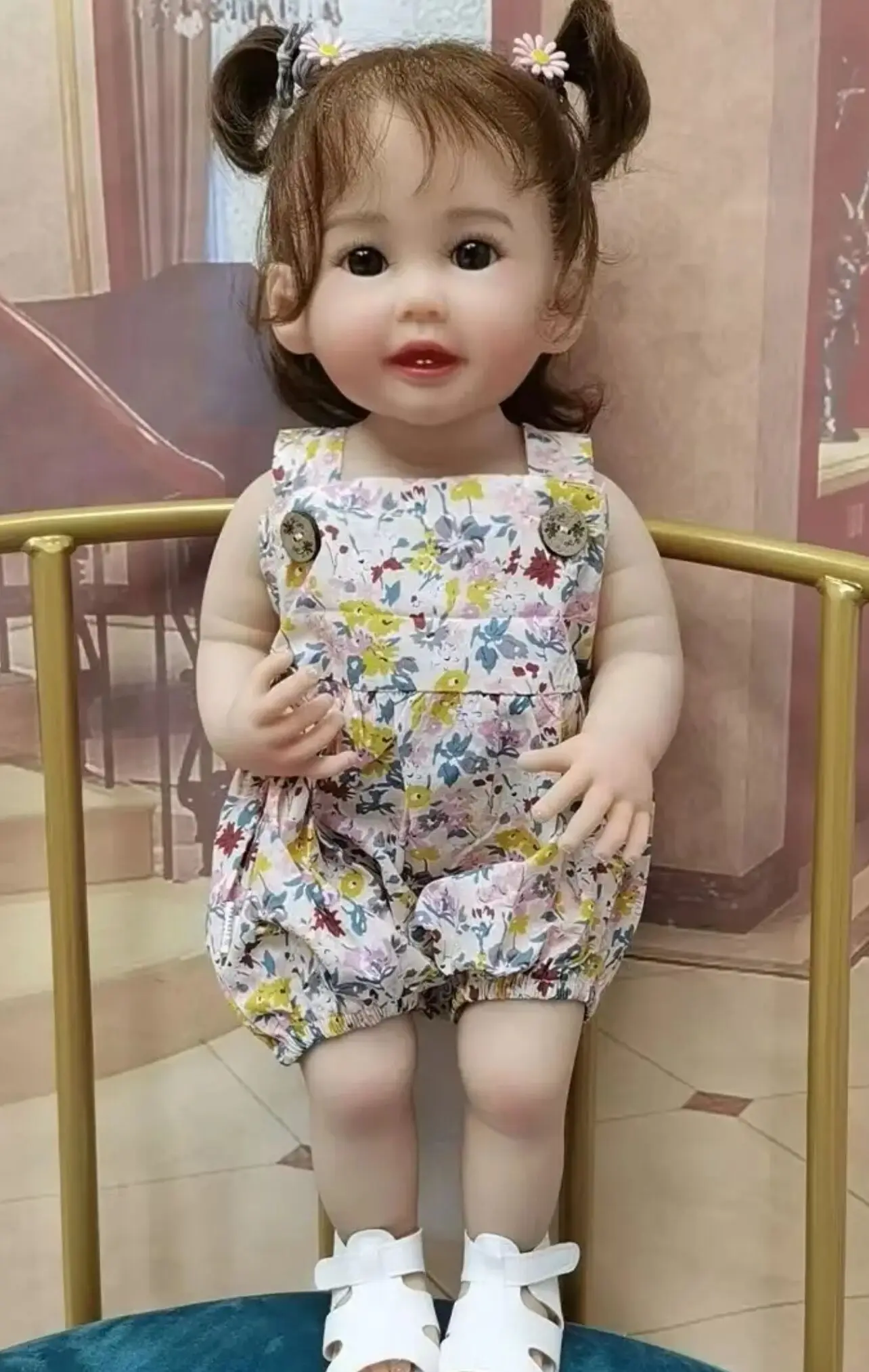 

Cute 22 Inch Full Silicone Vinyl Reborn Doll Reastic Asian Baby Teegan Girl Children Present Play House Waterproof Toys Kid Gift