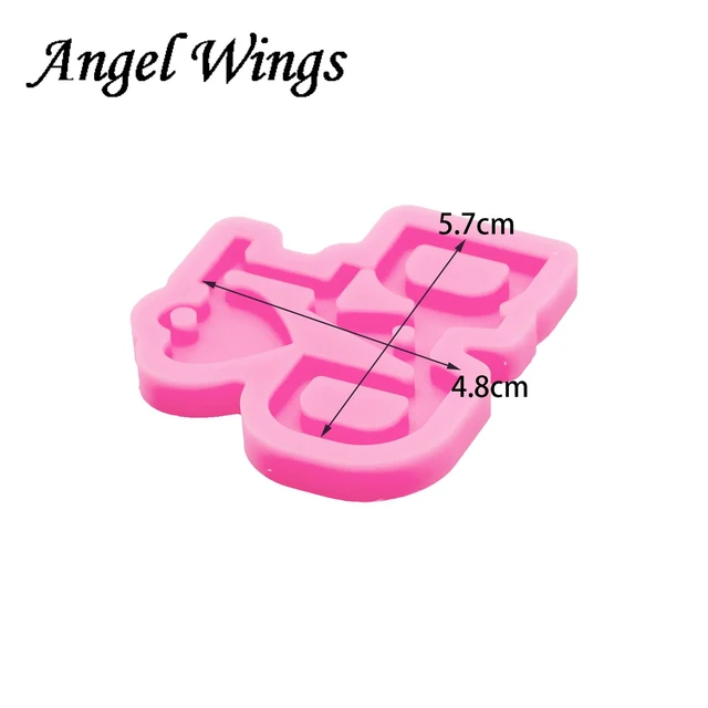 Angel Wings Super Shiny I Love Dad Silicone Keychain Molds, Resin Mold for DIY Keychain Charms Jewelry Making Crafts, Epoxy Resin Casting Mold for