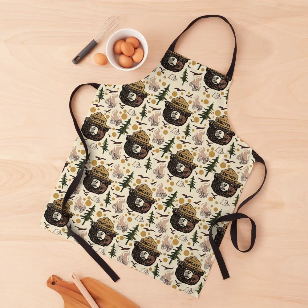 

Retro Smokey bear pattern Apron cute apron kitchen aprons for girls Apron for kitchen