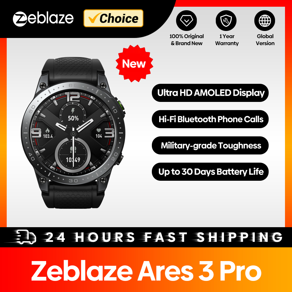  [New 2023] Zeblaze Ares 3 Pro Smart Watch Ultra HD AMOLED Display Voice Calling 100+ Sports Modes 24H Health Monitor Smartwatch 