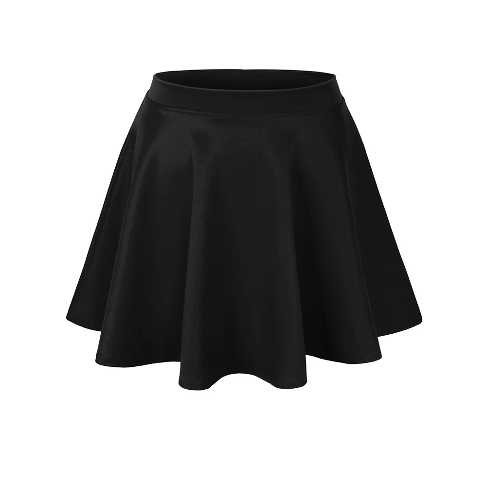 

A Line Ladies Flowy Basic Solid Above Knee Sports Women Skater Skirt Elastic Waist With Shorts Stretchy Flared Casual Fashion