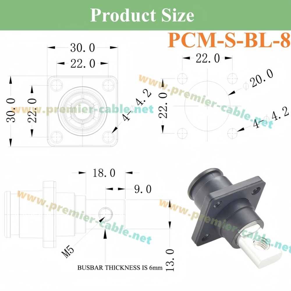 IP67 Hochstrom-HV-Power-Sammelschienenklemmenblock, 150 A, 35 mm2, 200 A, 50 mm2, Steckdose, Flanschmontage, Energiespeicher, ESS-Stecker – Detail 4