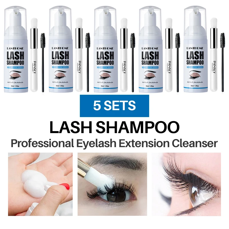 5 Sets 50ml Professional Eyelash Extension Cleanser Eye Lashes Foam Cleaner Shampoo + Eyelash