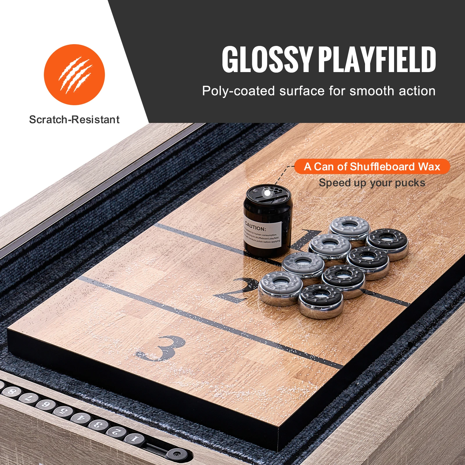 9ft LED Light Up Shuffleboard Table for Family Game Room