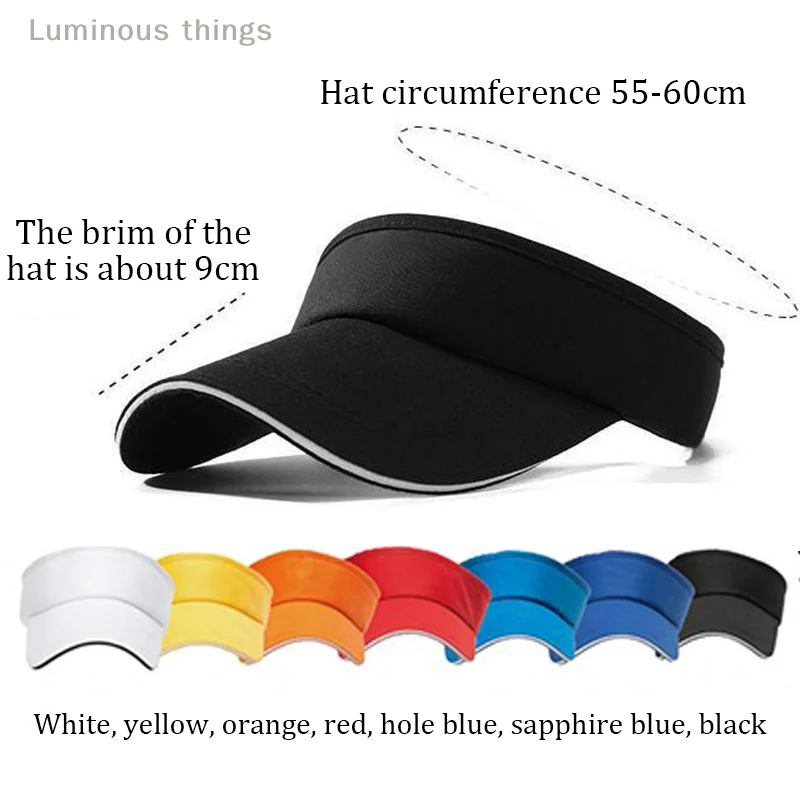 Summer Empty Top Visor Cap Sunscreen Hat Outdoor Leisure Hat Wide Brim Man Cotton Cap Adjustable for Running Tennis Golf Unisex
